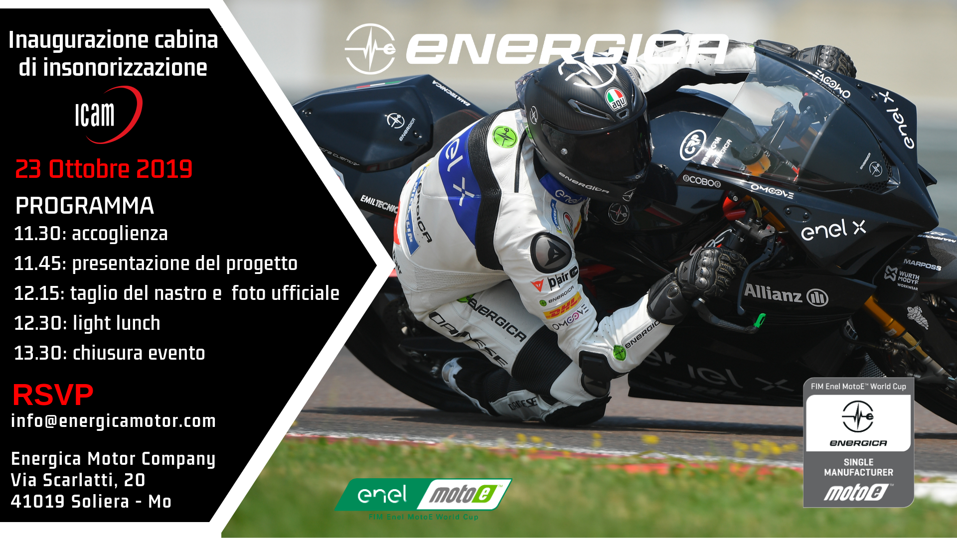 Icam: INVITO EVENTO GRATUITO presso Energica Motor Company